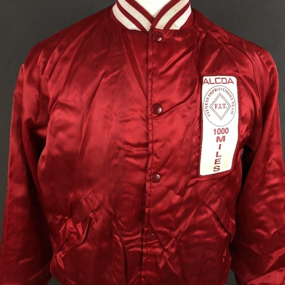 Alcoa Aluminum Co Vintage‎ 80s Satin Bomber Jacket Medium FIT Team Coat Pla-Jac